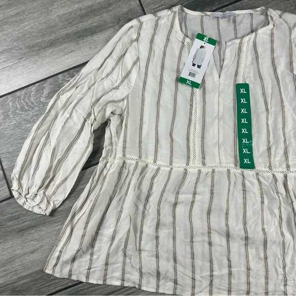 Fever Cream and Brown Striped Long Sleeve Top - Picture 5 of 12